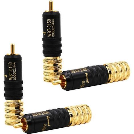 adaptateurs de prise et de fiche RCA WBT-0150, fiches HiFi, connecteurs RCA, bornes de prise audio, cuivre plaqué or avec verrouillage à vis. (1/5)
