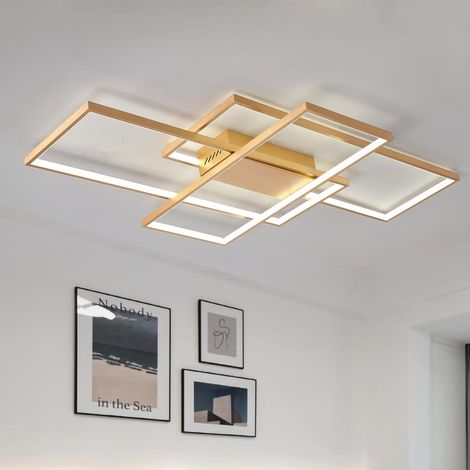 Dimmable Ceiling Light 50W,3 Square Gold LED Ceiling Light with Remote Control 3 Colors,Modern LED Chandelier Flush Mount Ceiling Lamp Fixtures for Living Dining Room Bedroom Kitchen Office (1/5)