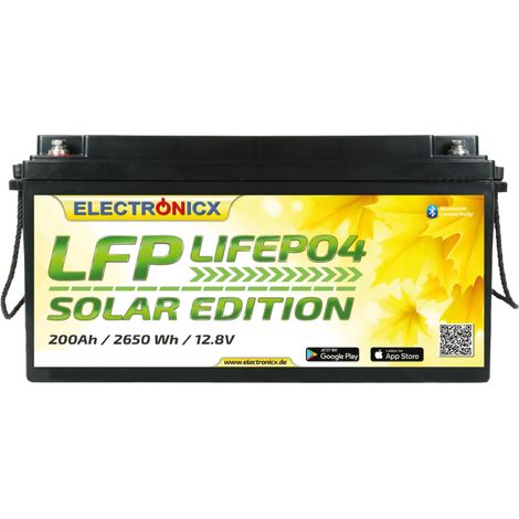 Electronicx Solar Edition LiFePO4 2560Wh 200Ah LFP Bluetooth APP Lithium-Eisenphosphat - Auto Radio Adapter iPhone iPad iPod - Versand DE (1/5)