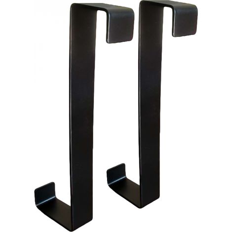Lot de 2 crochets porte manteaux pour porte en fer galvanisé - Noir - Vivezen (1/4)