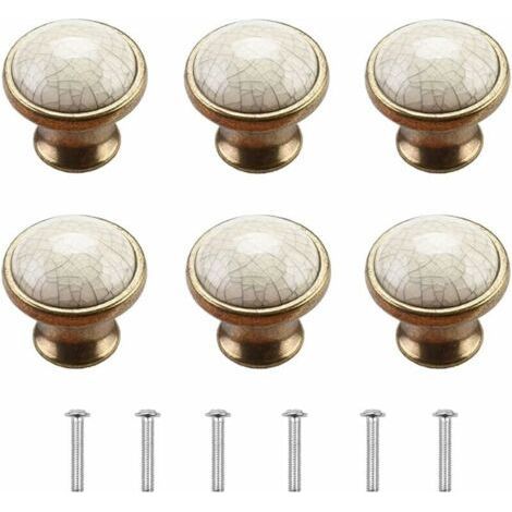 Bouton de meuble en céramique 6 pièces – Design rétro shabby chic – Diamètre 3,6 cm – Vis incluses pour montage sur bois 18 mm (1/5)