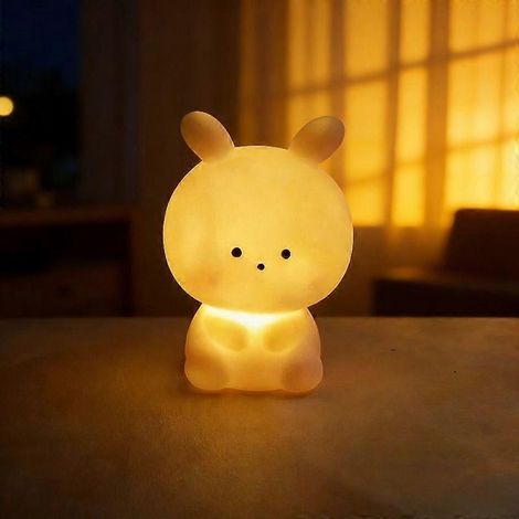 Veilleuse lapin en silicone, lampe LED blanc chaud pour chambre d'enfant, adorable décoration pour Pâques et la Saint-Valentin (1/5)