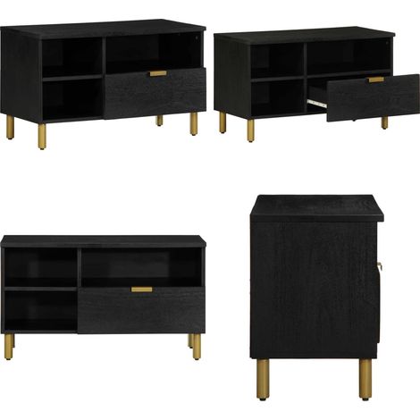 vidaXL Meuble TV noir 80x33x46 cm bois d'ingénierie