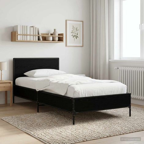 vidaXL Struttura letto con testata Rovere Nero 80 x 200 cm (1/5)