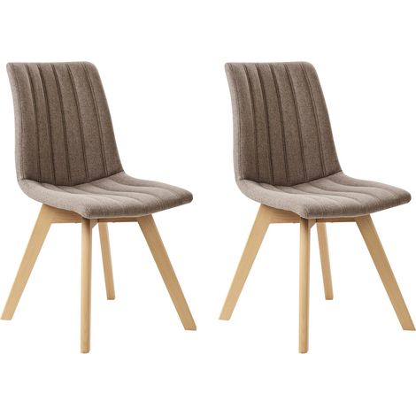 Set di 2 Sedie da Pranzo Tessuto tortora e Gambe in Legno Calgary