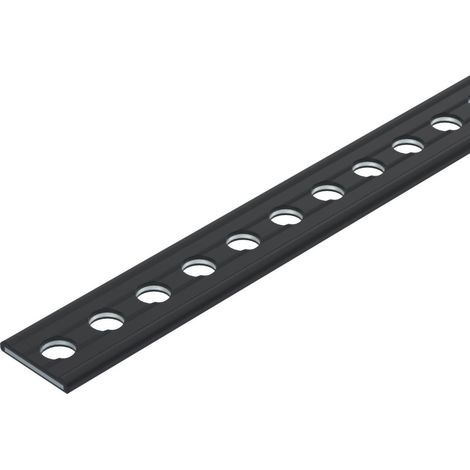 OBO Bettermann Fleje de montaje perforado, revestido de plástico 13,5x2mm Acero cincado / revestido de plástico negro, 1475902