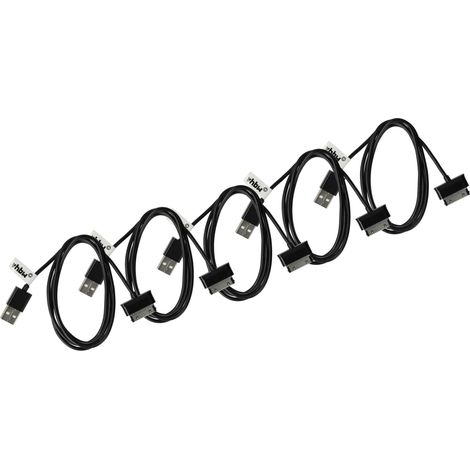 vhbw 5x USB-Kabel kompatibel mit Samsung Galaxy Tab GT-P3113, GT-P5110, GT-P5100, GT-P5100 32G Tablet - Datenkabel 2in1 Ladekabel, 9,7cm Schwarz (1/5)