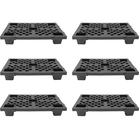 6pcs-Palette en Plastique, 60x40x10cm Résistant À l'eau Palettes Plastiques Légères Entrepôt, Palette D'expédition Emboîtable, Grille Respirante pour Supermarché Cuisine Extérieur, noir (1/5)