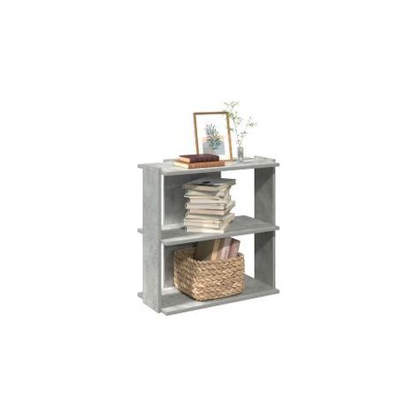Bibliothèque à 3 niveaux gris béton 60x30x60 bois ingénierie (1/5)
