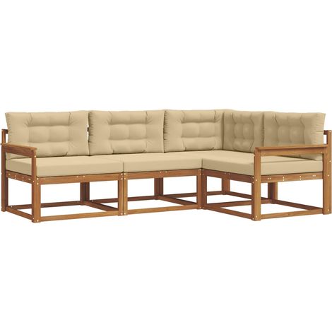 Conjunto de sofás de exterior 4 uds. Natural y Beige vidaXL (1/5)