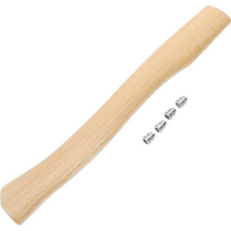 Manche de Hache en Bois Beige, Remplacement 1 Set pour Petite Hache Surface Lisse et Prise Confortable, pour Bois de Chauffage et Activités Extérieures, Accessoire en Acier (1/5)