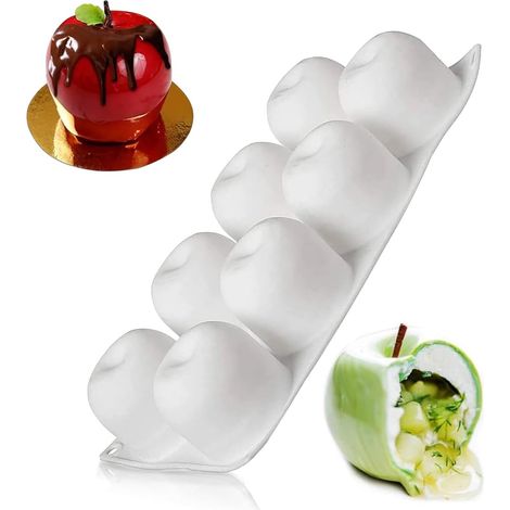 Moule en Silicone 3D en Forme de Pomme, Moule à Gâteau en Silicone avec 8 Cavités, pour la Préparation de Bombe Chocolat Chaud, Gâteaux, Gelée, Mousse à la Coupe (1/5)