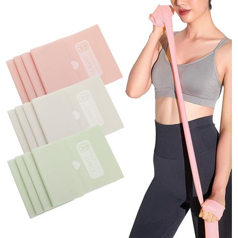 Lot de 3 Bandes de Résistance - Resistance Band 15002000 x 150 x 0.35mm - 3 Niveaux de Résistance - Matériau TPE - Renforce Les Muscles - Idéal pour Yoga, Pilates (Rose, Vert, Gris) (1/5)