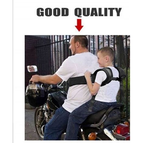 Harnais de ceinture de sécurité réglable pour enfants - Scooter - moto (Noir) (1/4)