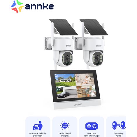 Caméra de surveillance solaire sans fil 4MP – Détection humanoïde PIR – Audio bidirectionnel – Vision nocturne 30m – Étanche IP65 – Sannce