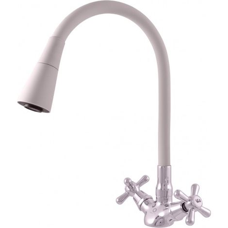 Mélangeur évier flexible à mémoire de forme blanc MORAVA RETRO (1/5)