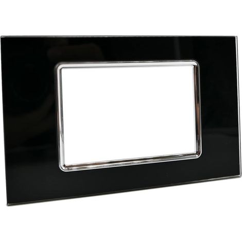 Placchetta per interruttore in vetro a 3 posti nero cassetta 503 compatibile con bticino living light supporto cover (1/3)