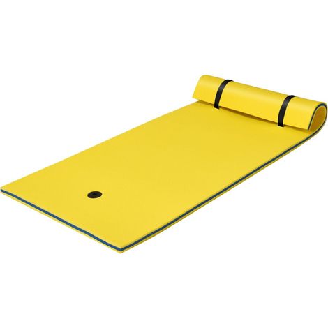Schwimmende Schaumstoff-Wassermatte, XPE-Schaum, 220 x 90 x 4 cm, Gelb/Blau