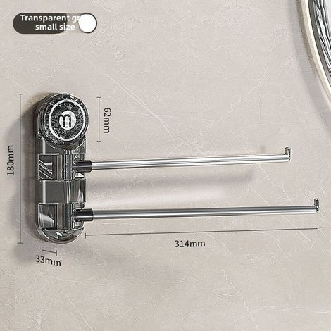 1 porte-serviettes mural rotatif, acier inoxydable, 2 barres, fixation par ventouses, sans perçage, salle de bain (1/5)