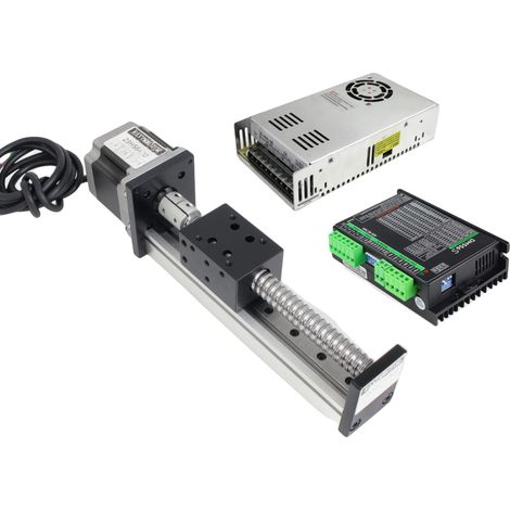 Husillo de bolas de guía lineal, motor paso a paso Nema 23, controlador de motor compatible, ADD Driver & Power, carrera de 100 mm (1/2)