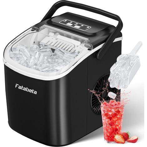 Machine à glaçons portable autonettoyante – 2 tailles de glaçons, 9 glaçons en 6 min, 12 kg/24 h, réservoir 1,2 L