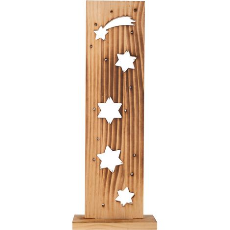 Lampe Décorative de Noël LED Étoiles en Bois Naturel pour Extérieur et Intérieur - PANGIVO (1/5)