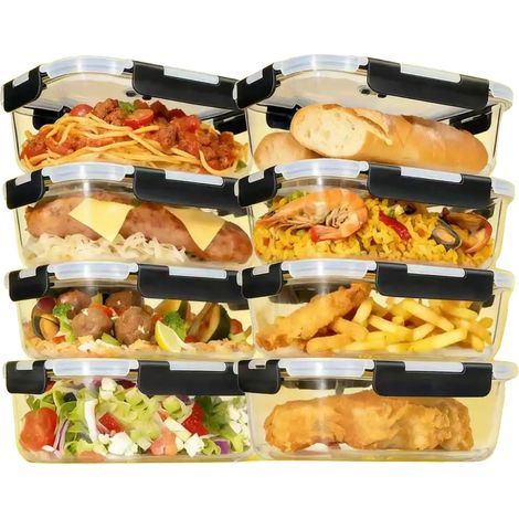 Fiambrera, apta para horno y microondas, recipiente portátil para preparar comidas, 8 piezas. (1/2)