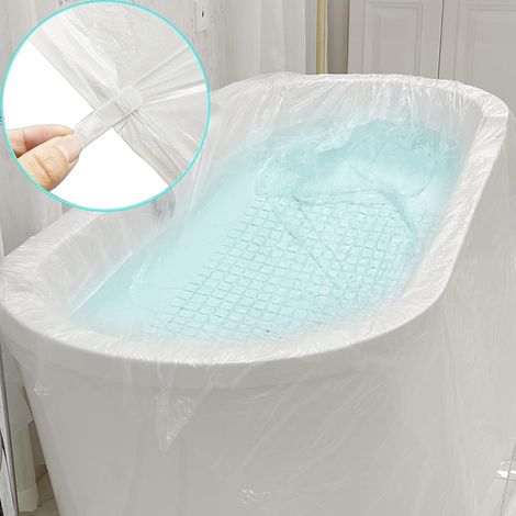 Einweg-Badewannenabdeckung, 30 Einzelpackungen, groß (300 x 120 cm), Badewannenabdeckungen, Auskleidung für Reisen und Haushalt, tragbare Badewanneneinlage, Plastiktasche von Ausaulac (1/5)