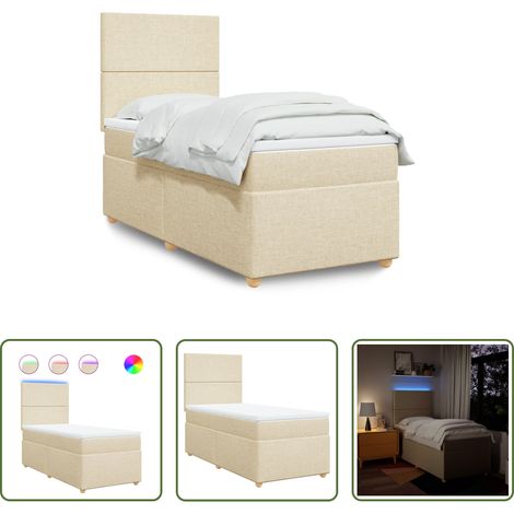 Matratze - Boxspringbett mit Matratze Creme 100x200 cm Stoff (1/5)