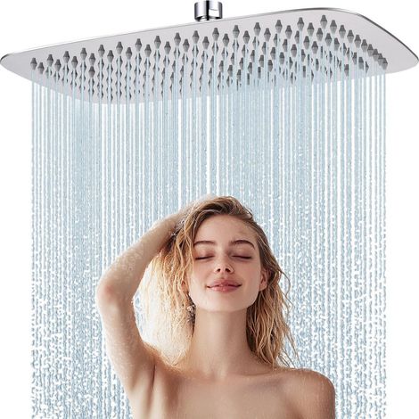 Regendusche Duschkopf Edelstahl 35x22cm Chrom Anti-Kalk-Düsen (1/5)