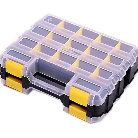 Caja de almacenamiento, adecuada para guardar herramientas, tornillos, pernos, clavos, cuentas, joyas y aparejos de pesca (amarilla, 1 unidad). (1/5)