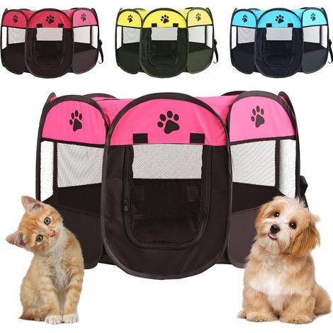Foldable Dog Playpen, Waterproof Oxford Fabric, 73x73x43cm, Ventilated Mesh Windows, Indoor/Outdoor, Cat/Rabbit (1/5)