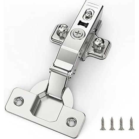 10 pièces Recouvrante Charnière Porte Placard, angle d'ouverture 110 ° avec ressort hydraulique Charnières d'armoire de cuisine à fermeture douce parfaite, distance du trou 45 mm (1/4)