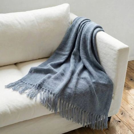 Plaid tricot effet mohair gris 150x180cm (1/5)