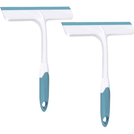 Grattoir de douche multifonctionnel en plastique avec rangement suspendu pour surfaces vitrées de salle de bain et surfaces domestiques (bleu) (1/5)