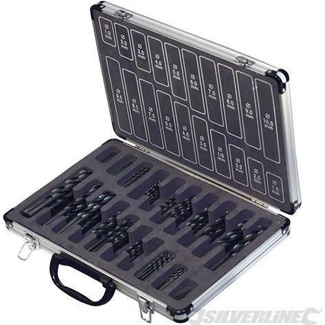 Kit Punte inserti Jobber HSS-R in acciaio temperato Silverline per trapano 170pz