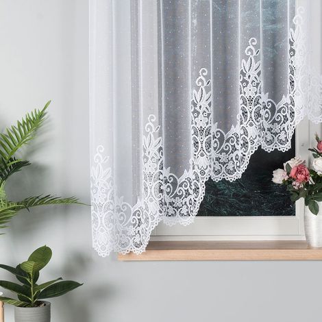 Berenika - Rideau jacquard prêt à poser avec fente en bas - 300 x 160 cm - blanc (1/5)