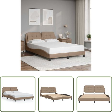 Kunstleder Bettgestell - Bettgestell ohne Matratze "Zadar" Cappuccino-Braun 140x190 cm Kunstleder (1/5)