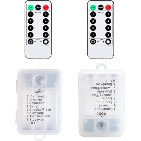 Lot de 2 Boîtiers de Piles 3×1,5 V AA avec Interrupteur Marche/Arrêt (piles non incluses),8 Modes,Port USB Femelle,IP44,pour Bandes Lumineuses USB 5 V,Guirlandes Lumineuses, Rideaux Lumineux (1/5)