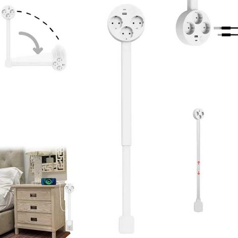 Prise Extensible Derriere Meuble, Prise Extensible,Outlet Extender, rotatives à 180°,avec Ports USB-A,USB-C et 2 Prises Secteur, 47 à 67 cm (1/5)