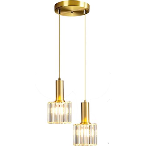 Mini suspension en cristal moderne pour chambre à coucher de salle à manger d'île de cuisine, 2 lumières (1/5)