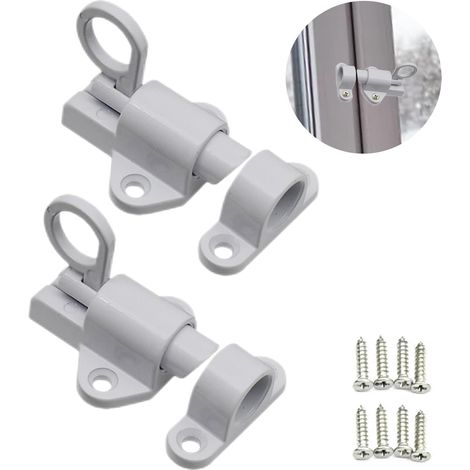 Kit de 2 Verrous Automatiques pour Porte, Pêne à Ressort en Alliage d'Aluminium avec Vis, pour Fenêtres, Portes en Bois, Portes d'Armoire, Porte de Balcon et Porte de Jardin