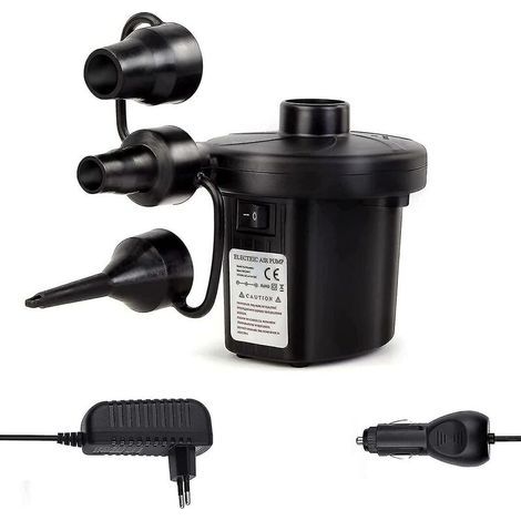 Electric Pump With 3 Nozzles, Inflate And Deflate 2 In 1 Pump With Home And Car Dual Function For Inflatable Mattress And Camping And Inflatable Cushi (1/4)