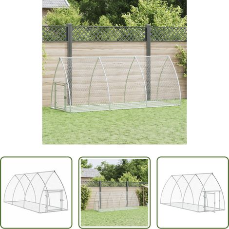 Kaninchengehege -  Hasenstall Silbern 105x300x120 cm Verzinkter Stahl (1/5)