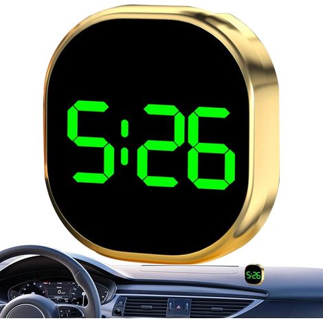 Horloge Adhésive Montre Tableau Bord Voiture Écran LCD Clair Affichage LED Petit Réveil Affichage Heure À LED Bureau Maison Extérieur Camping-Car Remorque (1/5)