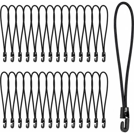 30PCS Tendeurs Elastique avec Crochets, Tendeur Bache Piscine 25cm, Sandows de Fixation Noirs pour Bâche, Tente, Remorque, Bagages, Jardin, Camping, Couverture et Usage Extérieur (1/5)