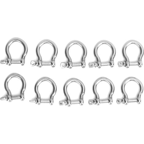 10 pièces Mousqueton D-Ring en Acier Inoxydable Haute Dureté Ancre pour Camping Randonnée Sports Extérieur (M4 Charge 60kg) (1/5)
