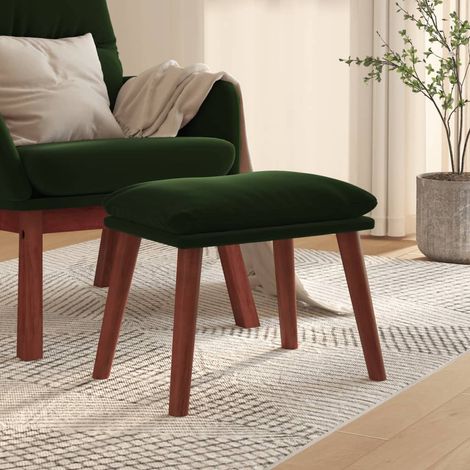 Repose-pied Tabouret Bas Pouf Bout de Canapé Vert foncé 45x29,5x39 cm Velours 62478
