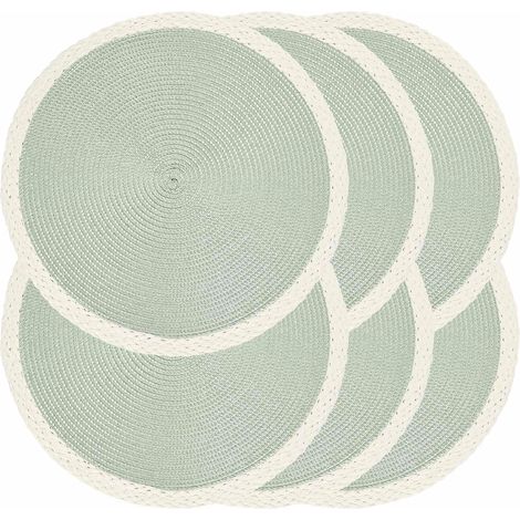 Lot de 6 sets de table ronds tressés, napperons tissés de 38,1 cm, napperons lavables et antidérapants pour décor de table de cuisine et de salle à manger (vert menthe, 6)'03 Vert Clair 6 pcs'03 Vert  (1/5)