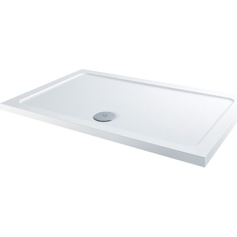 Modern Rectangular Shower Tray 1400x800mm Low Profile Lightweight White Waste (1/2)